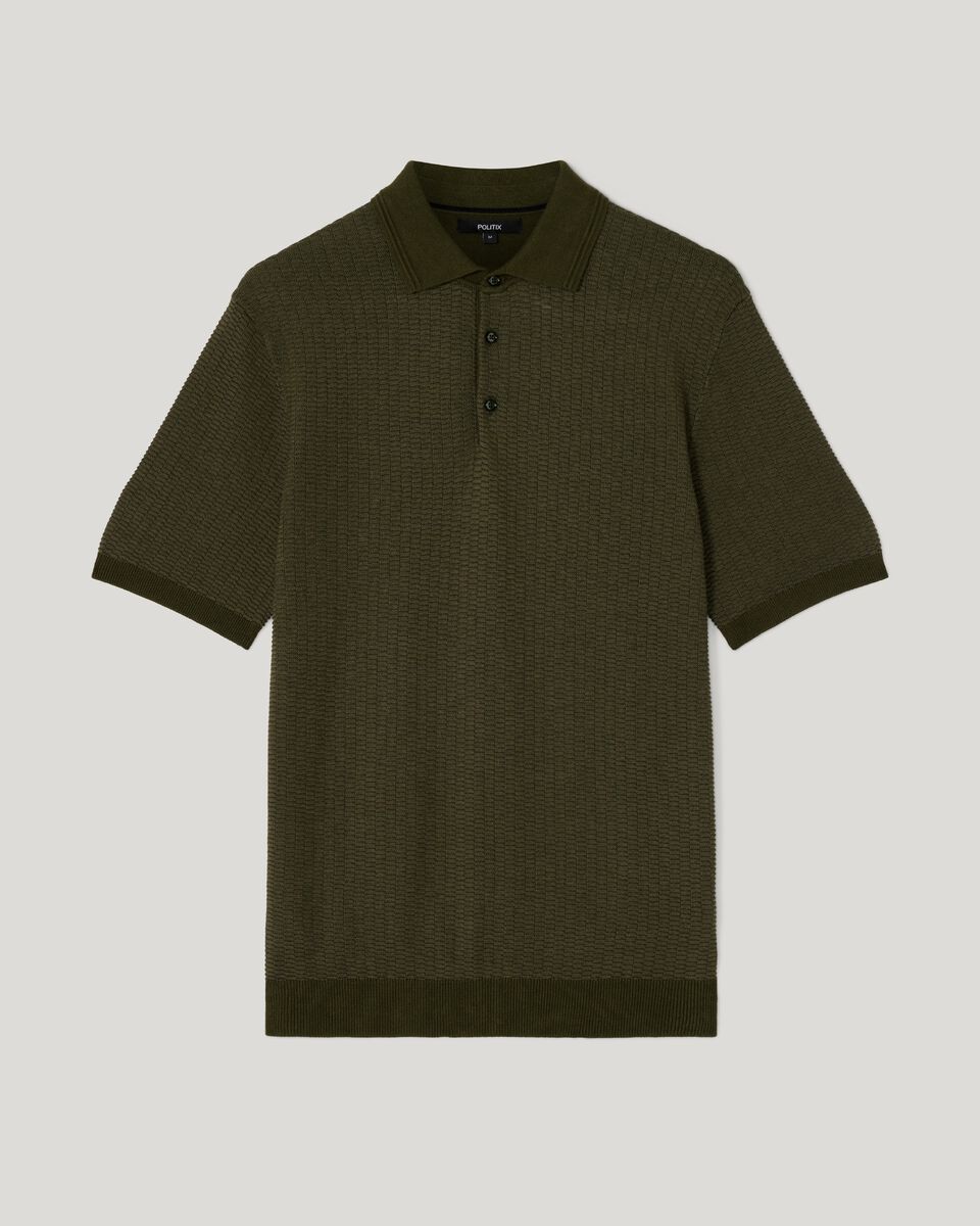 Fashion Polo Knit, Khaki, hi-res
